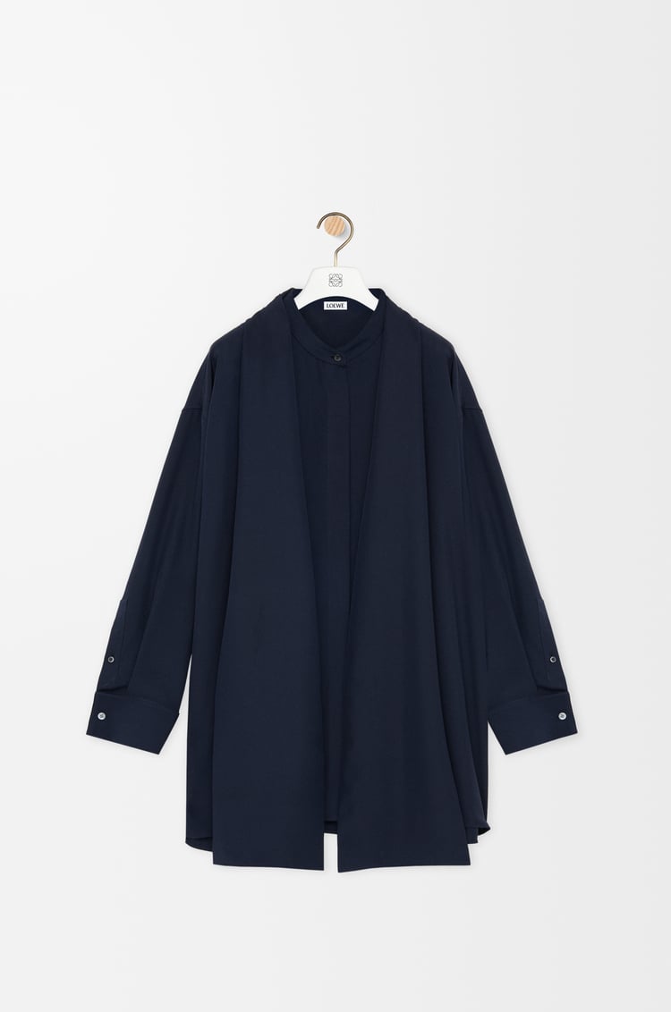 LOEWE スカーフ シャツ（シルク） ネイビーブルー
