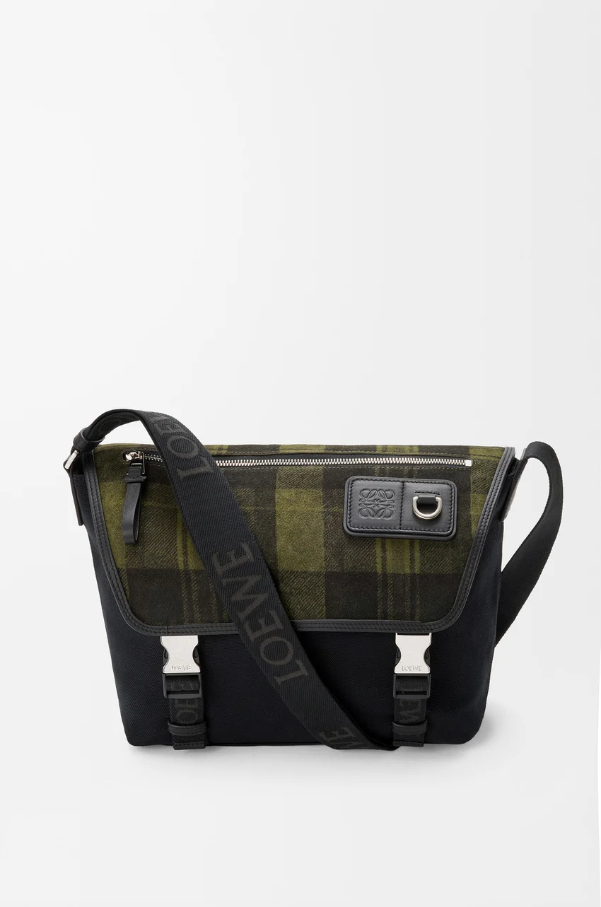 Medium Flex messenger in canvas and brushed suede