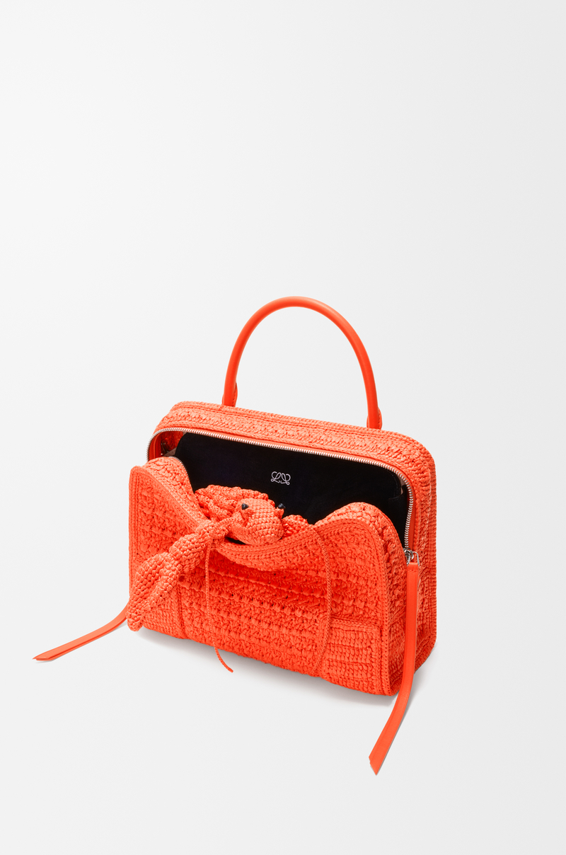 LOEWE Sac Amazona 180 Lazy Crab moyen en crochet de raphia Orange Vif