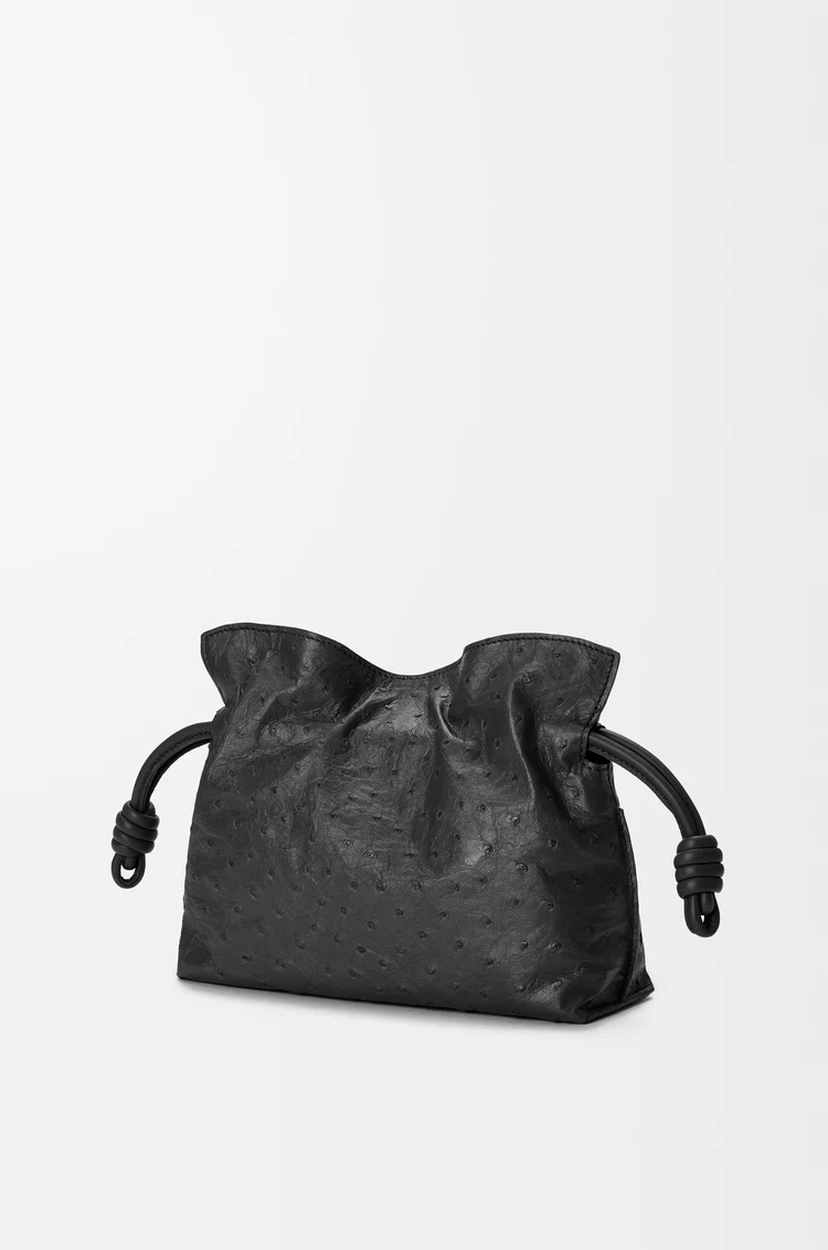 LOEWE Mini Flamenco clutch en cuir d'autruche Noir