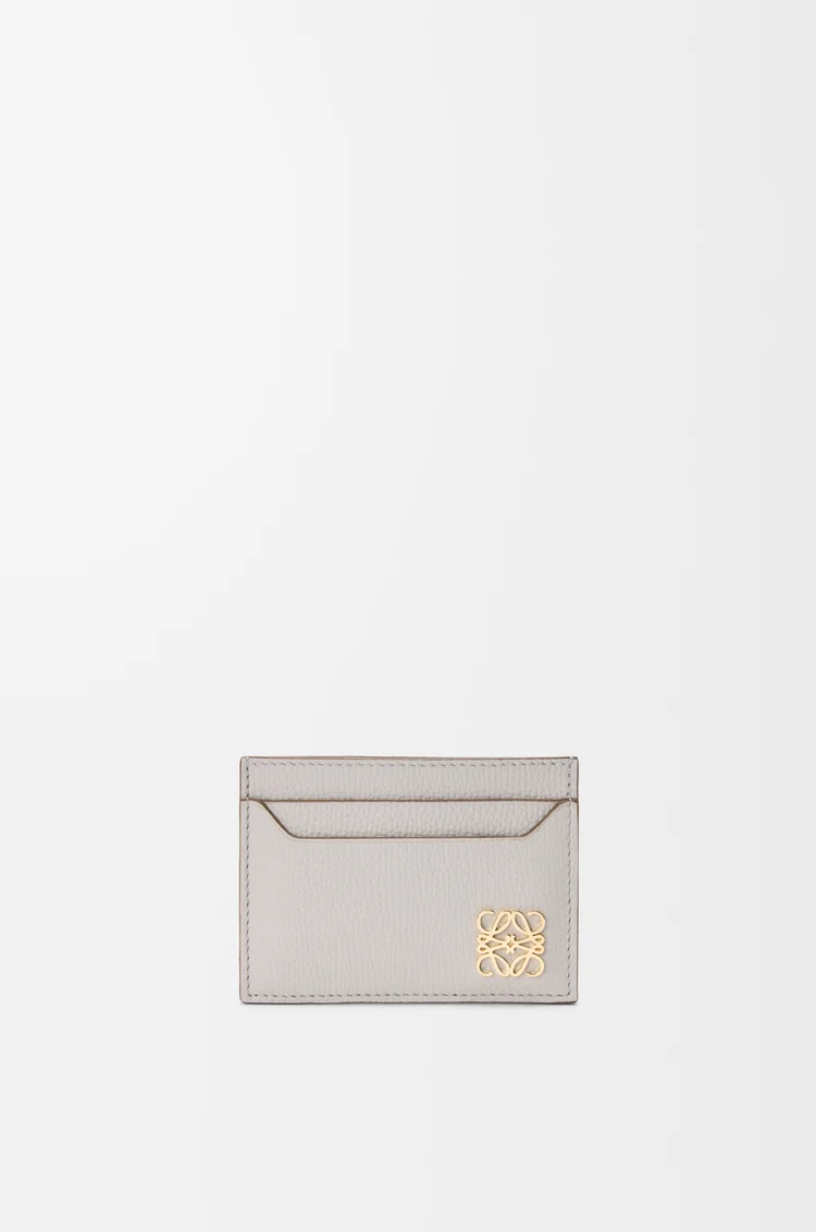 LOEWE Anagram plain cardholder in pebble grained calfskin Light Ghost Grey