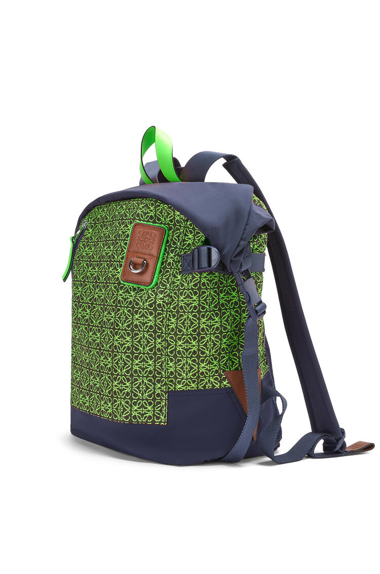 LOEWE Roll Top backpack in Anagram jacquard and nylon Apple Green/Deep Navy