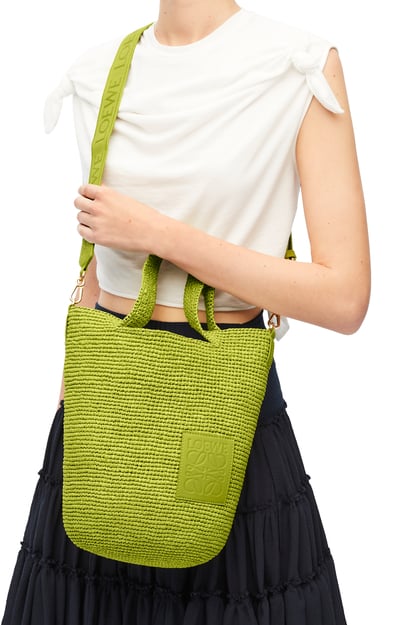 LOEWE Mini Slit bag in raffia and calfskin Meadow Green plp_rd