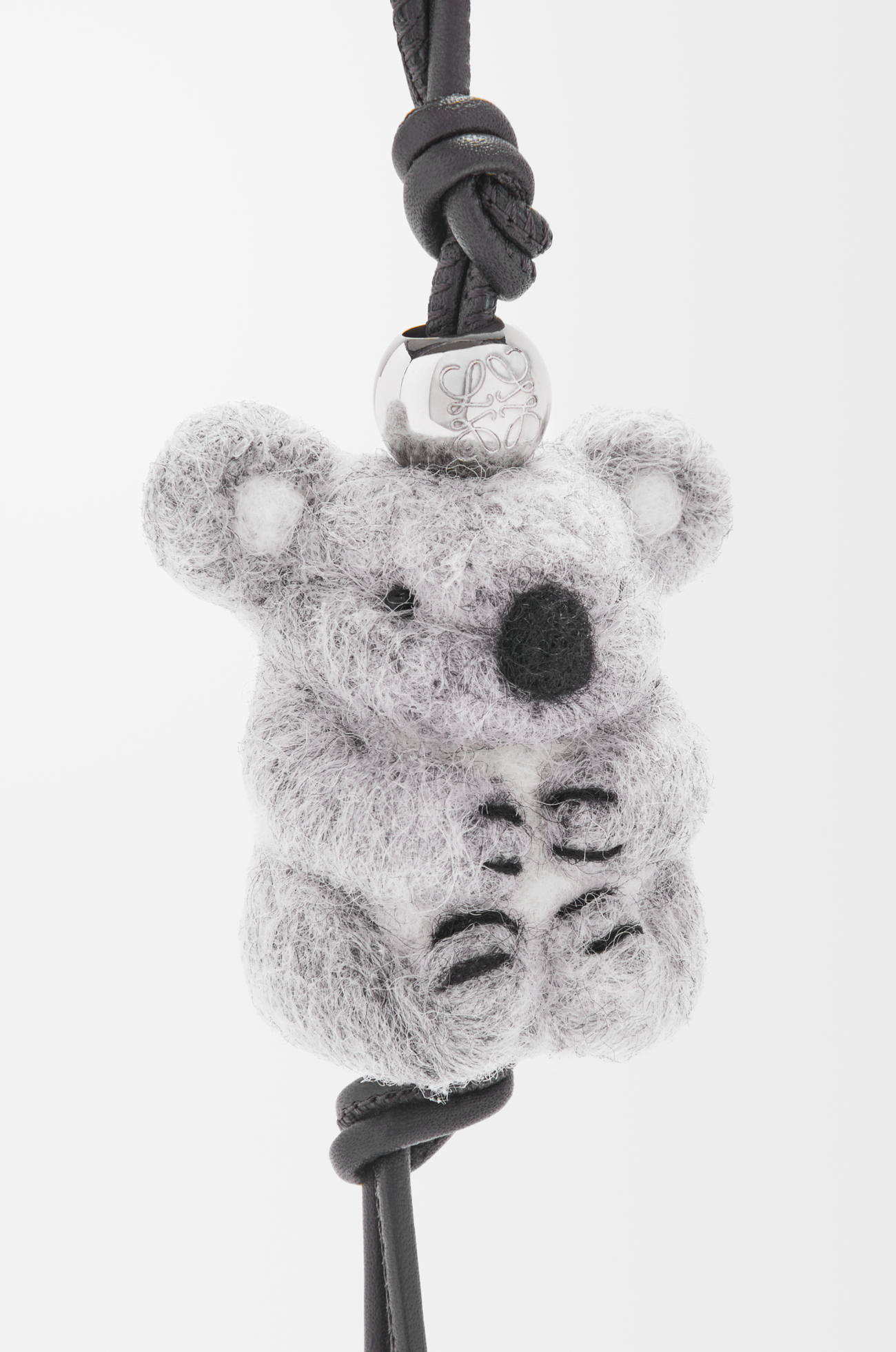LOEWE Koala charm in felt and calfskin Light Grey/Black