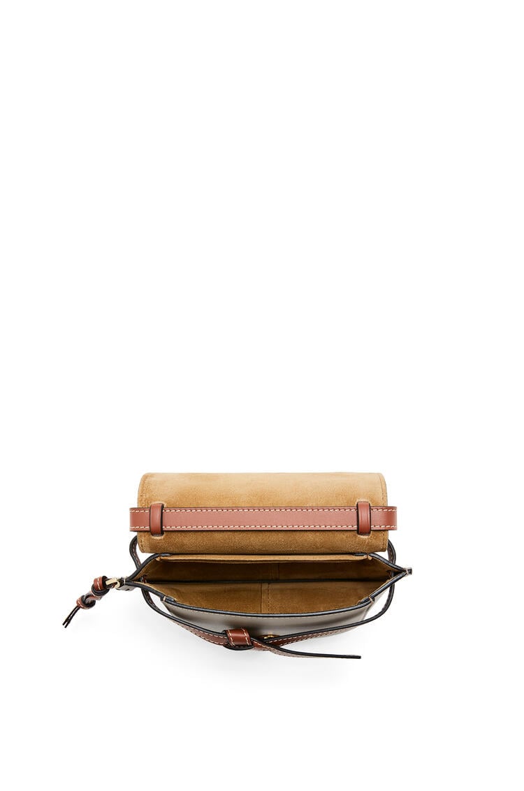 LOEWE Mini Gate Dual bag in soft calfskin Amber/Light Grey/Rust Colour