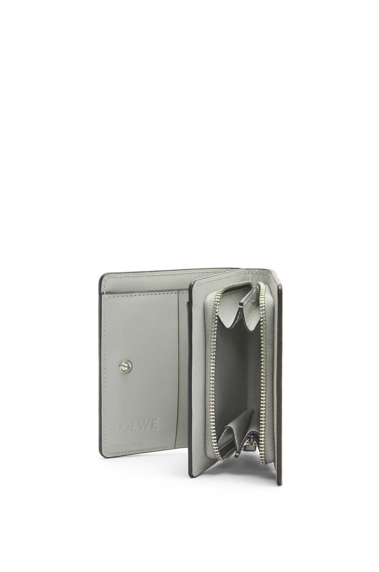 LOEWE Puzzle compact zip wallet in classic calfskin Ash Grey/Light Celadon