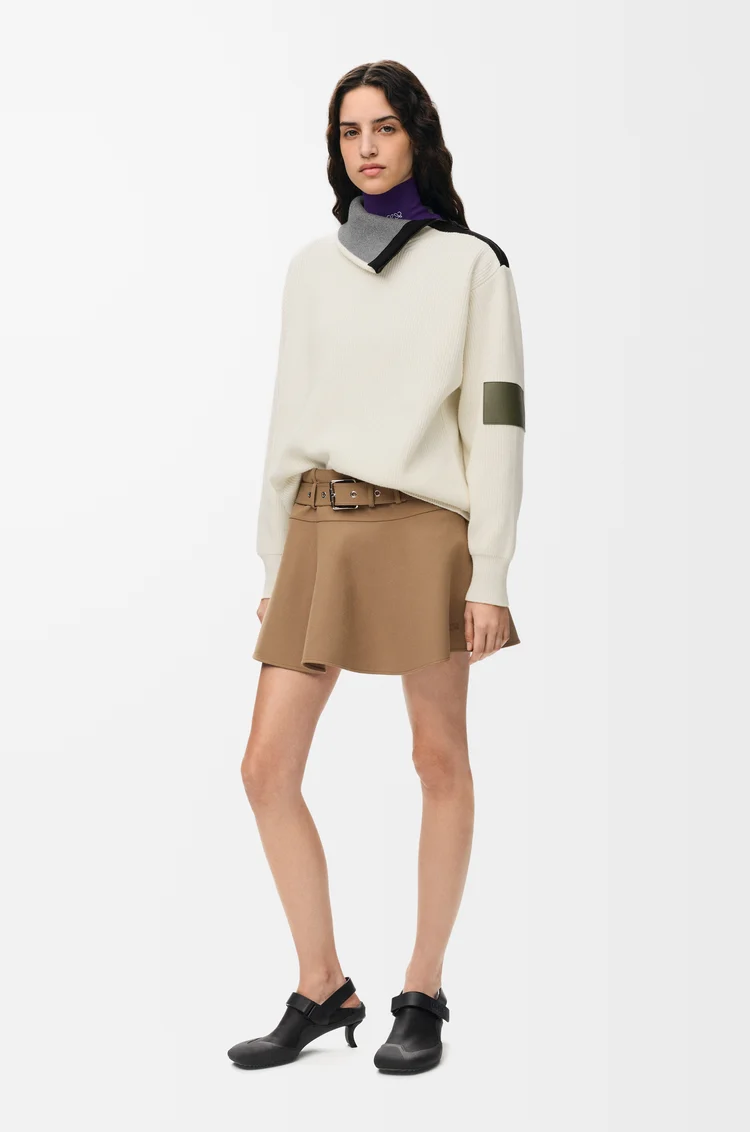 LOEWE Jersey con cremallera en lana Blanco