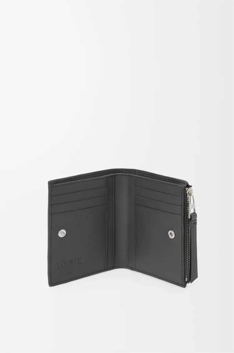 LOEWE 퍼즐 슬림 컴팩트 지갑 - 클래식 카프스킨 Asphalt Grey/Storm Blue