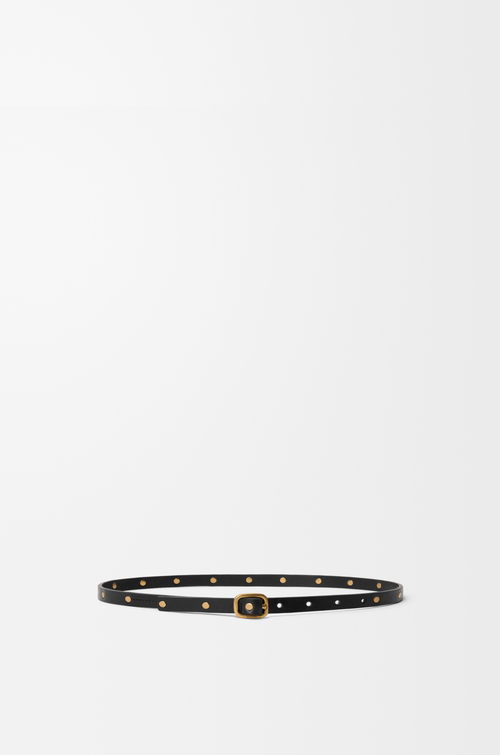 LOEWE 经典牛皮革柔软腰带 黑色/金色