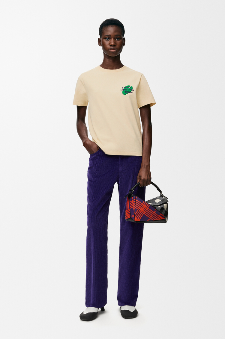 LOEWE Camiseta de corte regular en algodón Crudo