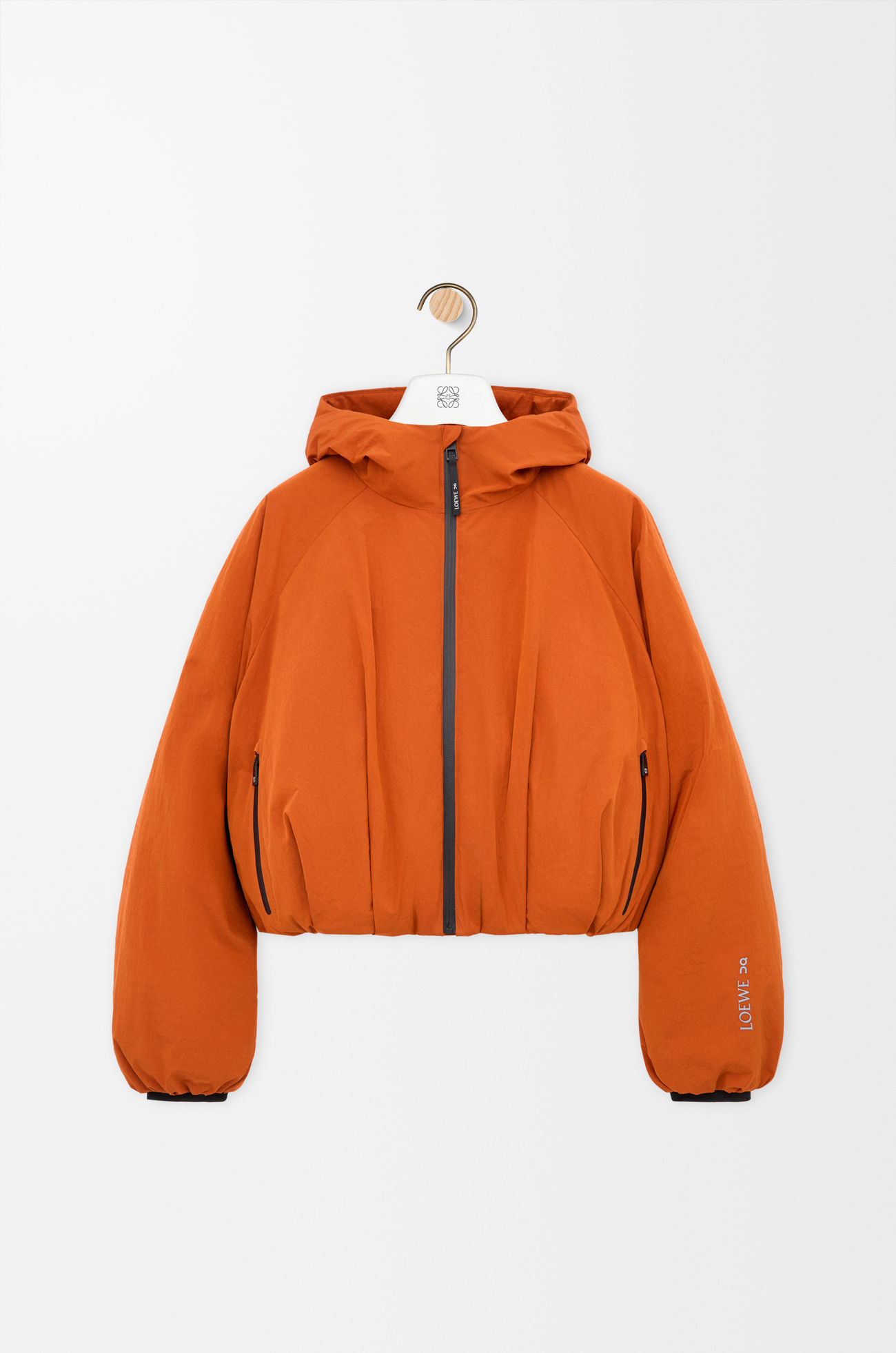 LOEWE Cropped puffer jacket in technical shell Dark Orange