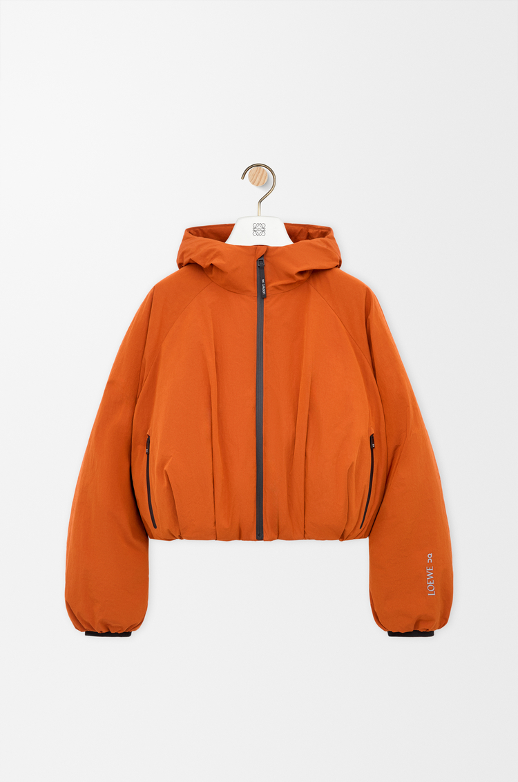 LOEWE Cropped puffer jacket in technical shell Dark Orange