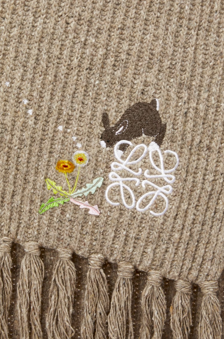 LOEWE Bunny scarf in wool Light Grey