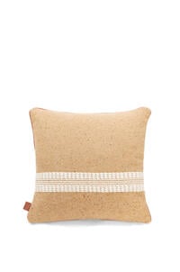 LOEWE Stripe cushion in wool and linen Light Beige/Multicolor