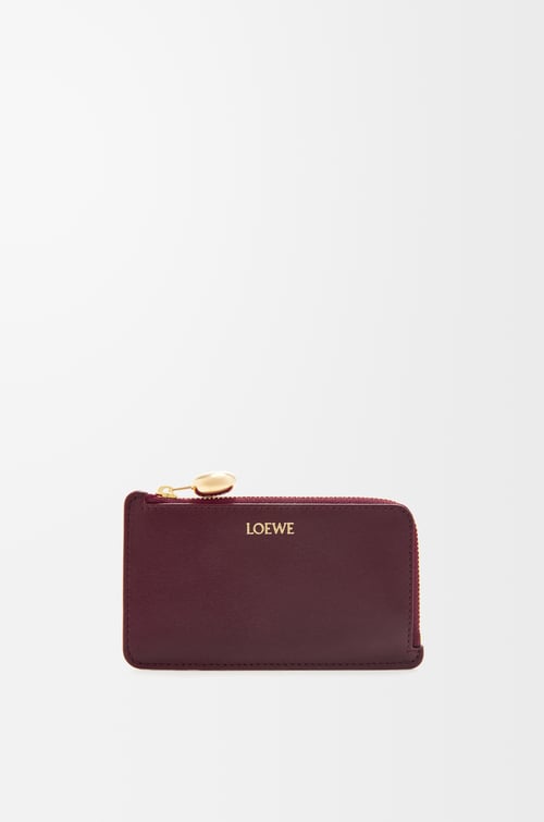 LOEWE ぺブル コインカードホルダー（シャイニーナパカーフ） バーガンディ plp_rd