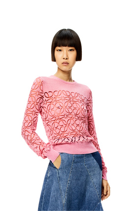 LOEWE Anagram devore sweater in wool Pink plp_rd