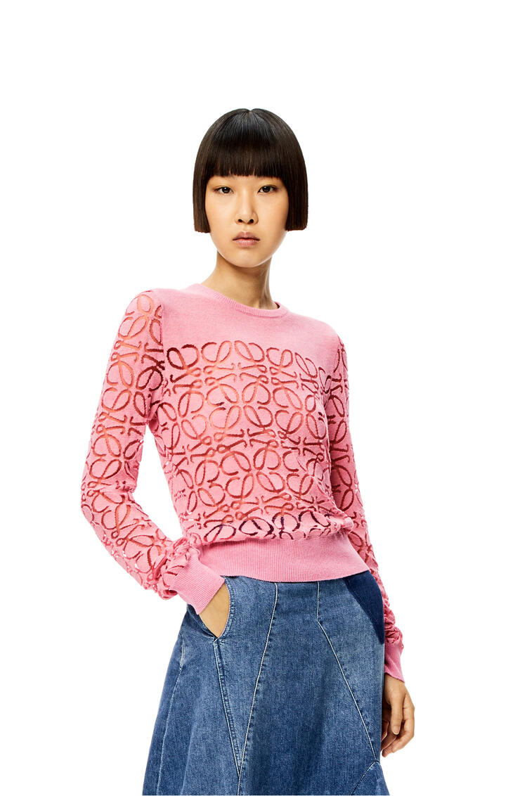 LOEWE Anagram devore sweater in wool Pink pdp_rd