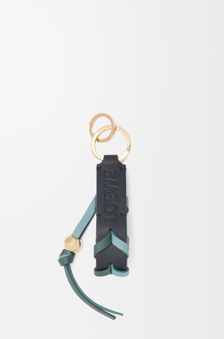 LOEWE Braided keyring in classic calfskin Deep Forest/Water