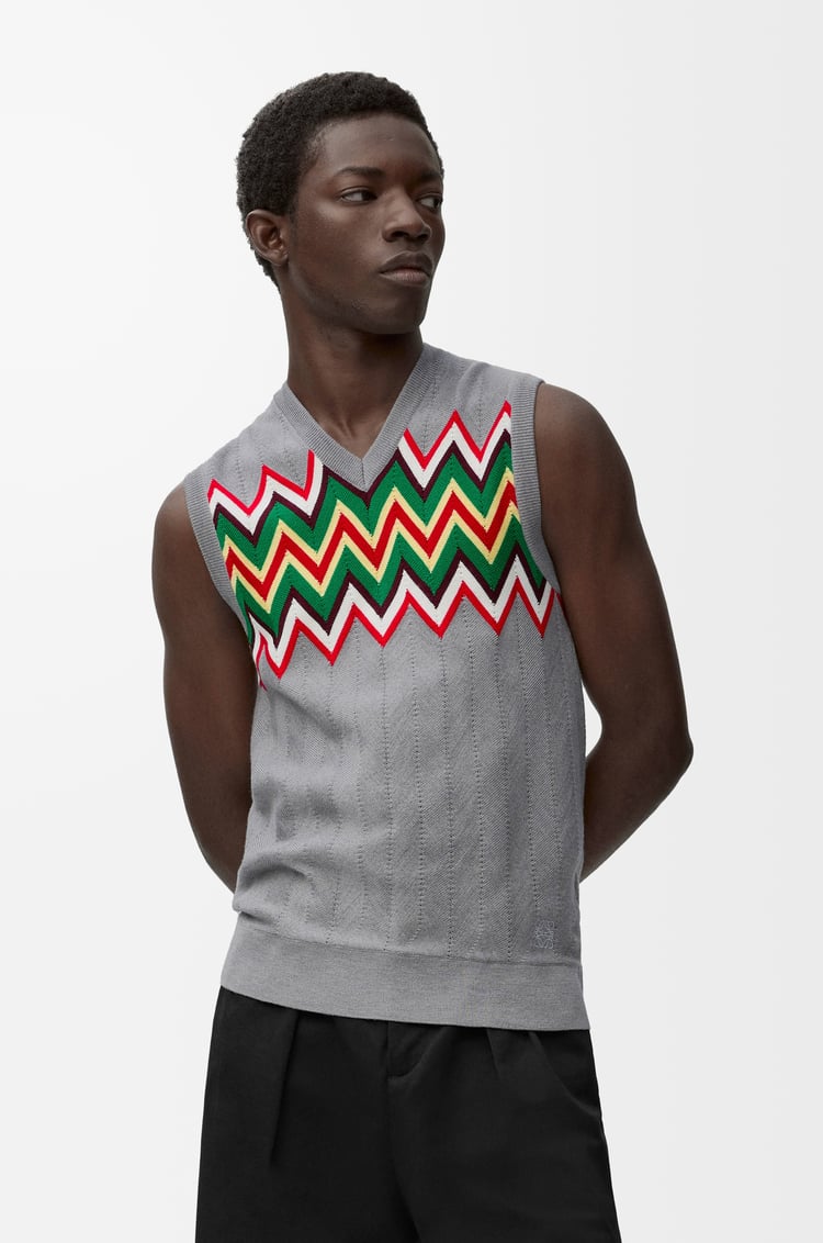 LOEWE Sleeveless sweater in wool Grey/Multicolor