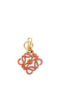 LOEWE Anagram charm in calfskin Orange/Gold