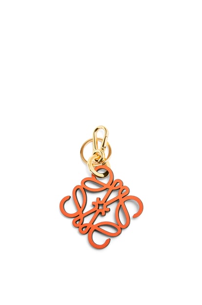 LOEWE Anagram charm in calfskin Orange/Gold