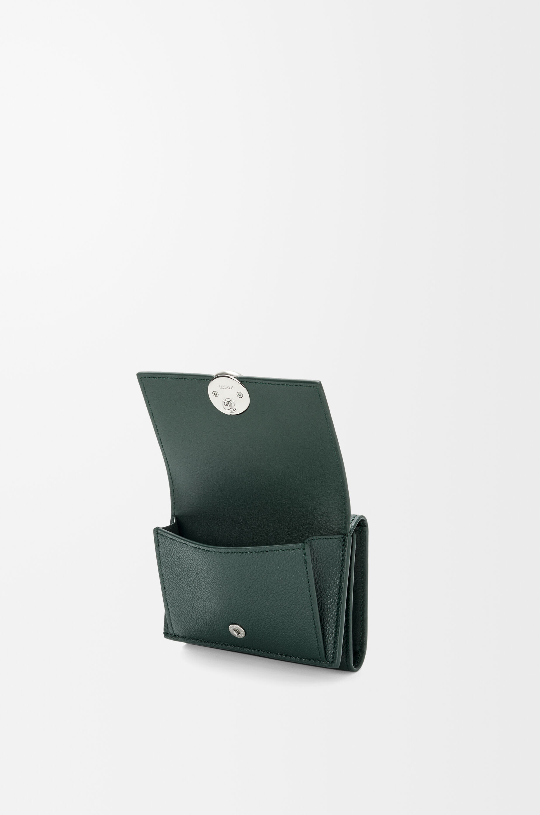Pebble trifold wallet in pebble grained calfskin Green - LOEWE USA