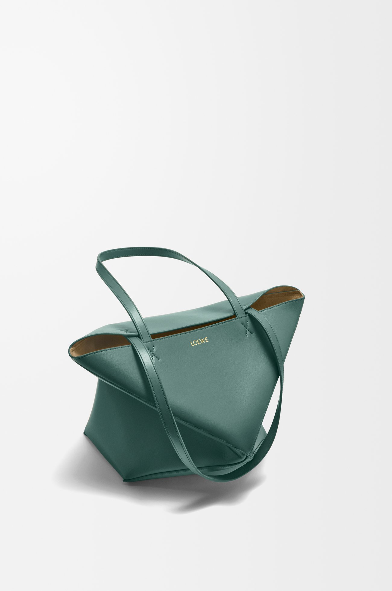 LOEWE Medium Puzzle Fold tote in shiny calfskin Vetiver
