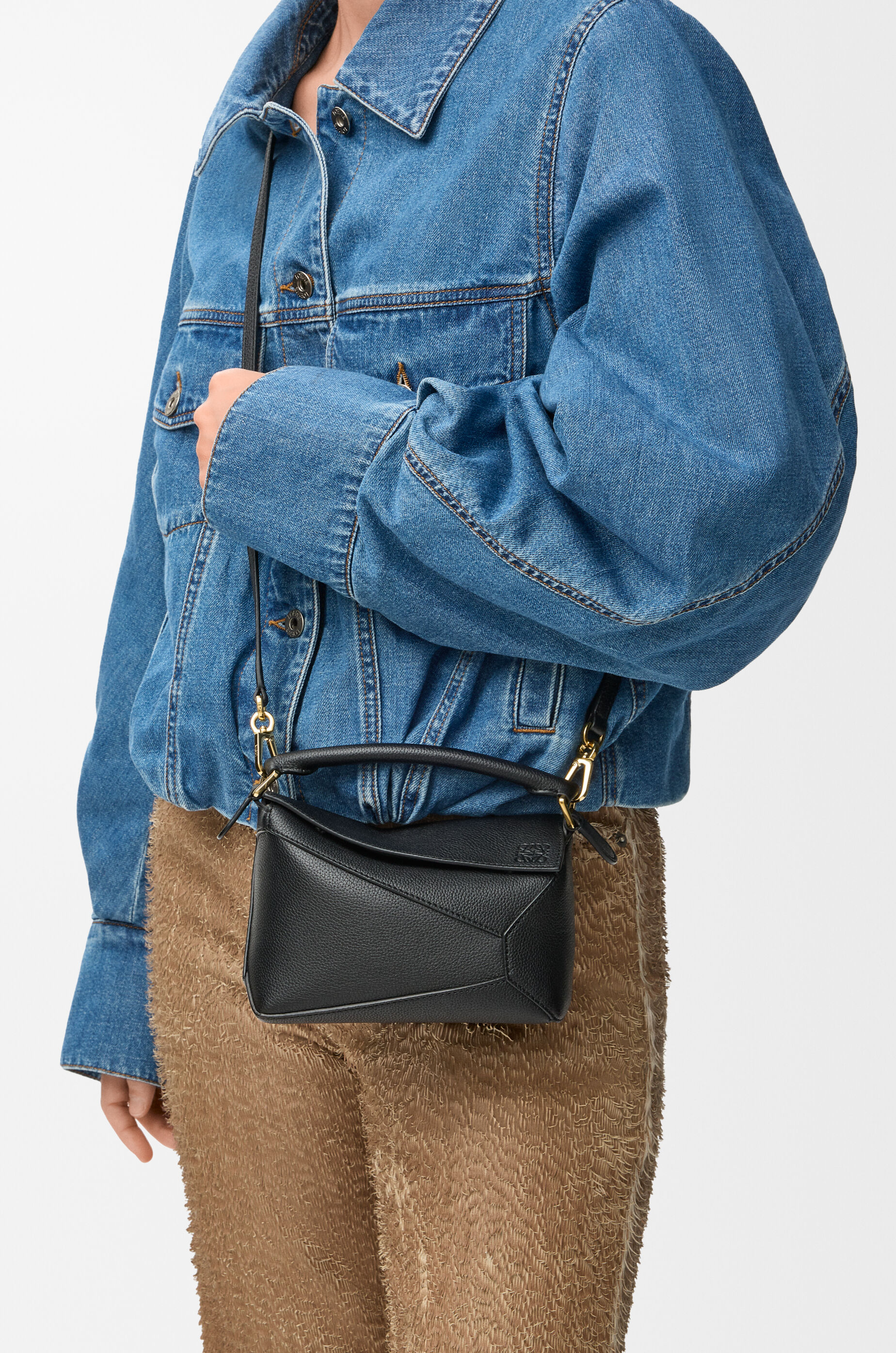 Mini Puzzle Edge bag in soft grained calfskin Black - LOEWE USA