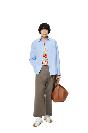 LOEWE Chest pocket check shirt in cotton Calm Blue plp_rd