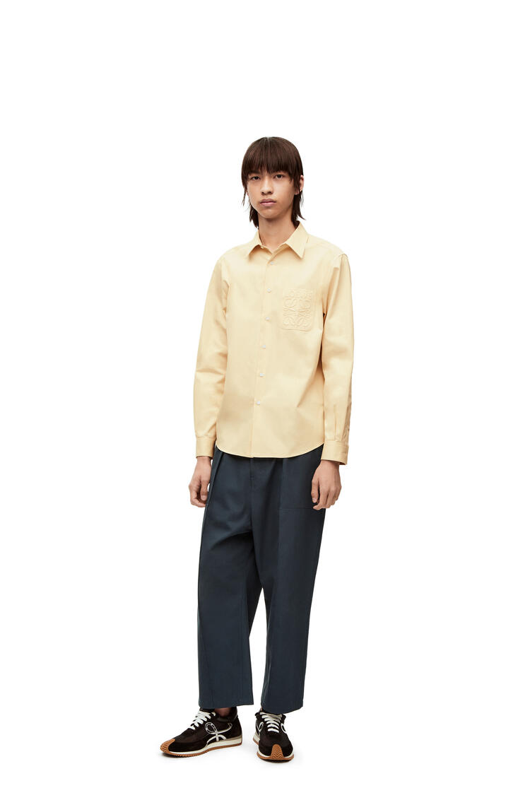 LOEWE Camisa en algodón con anagrama en relieve Amarillo Claro