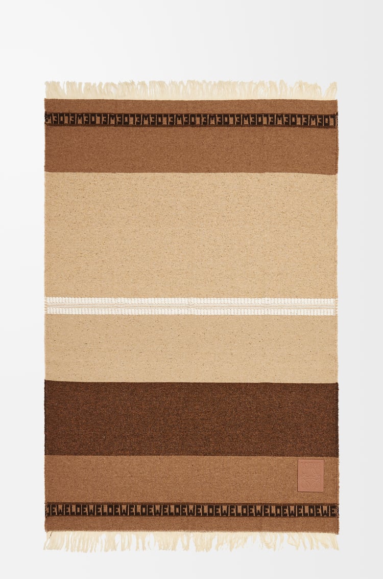 LOEWE Stripe blanket in wool and linen Light Beige/Multicolor
