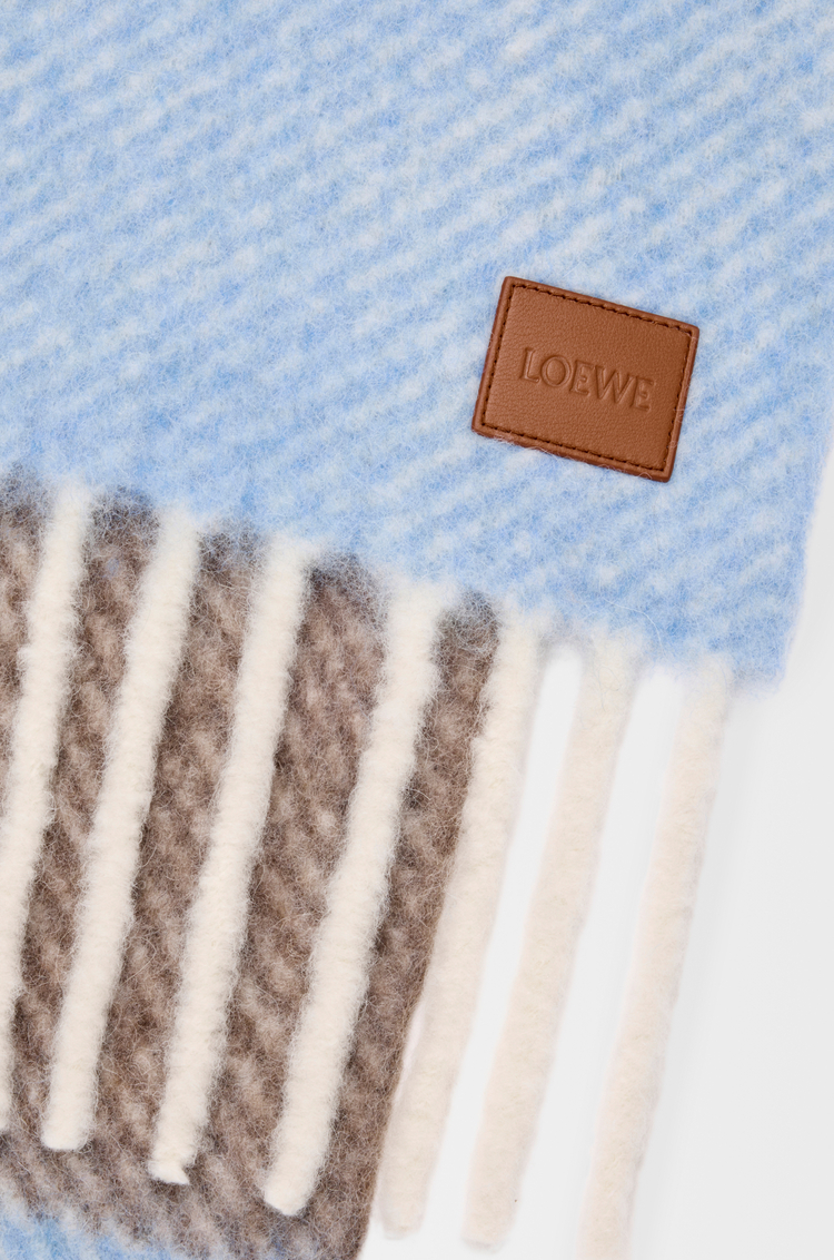 LOEWE Scarf in alpaca and wool blend Light Blue/Sandstone/Brown