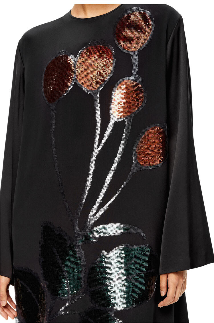 LOEWE Embroidered mini dress in silk Black pdp_rd