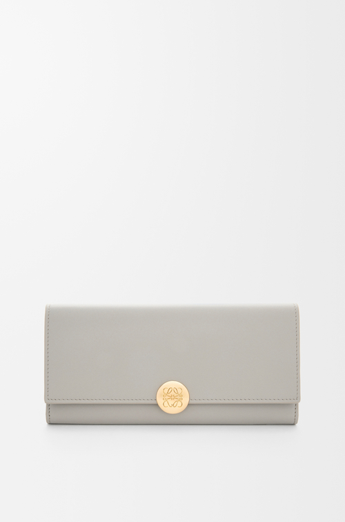LOEWE Pebble continental wallet in shiny nappa calfskin Shell Grey