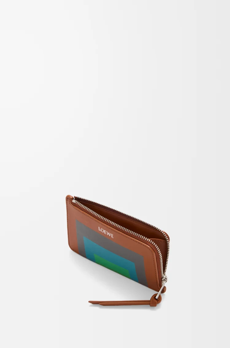LOEWE 코인 카드홀더 - 나파 카프스킨 캐러멜/브라이트 그린