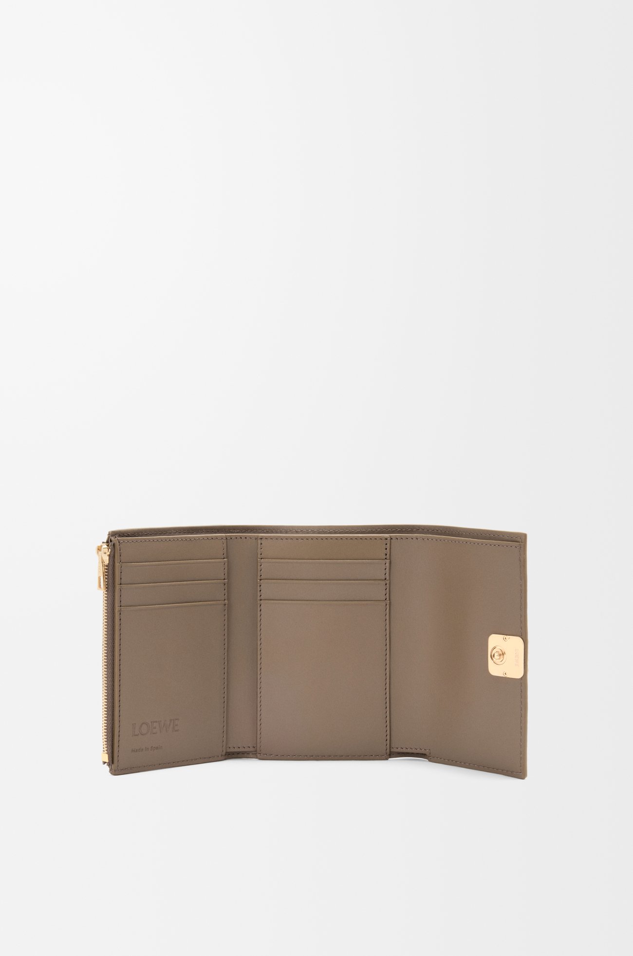 LOEWE Anagram small vertical wallet in pebble grained calfskin Taupe