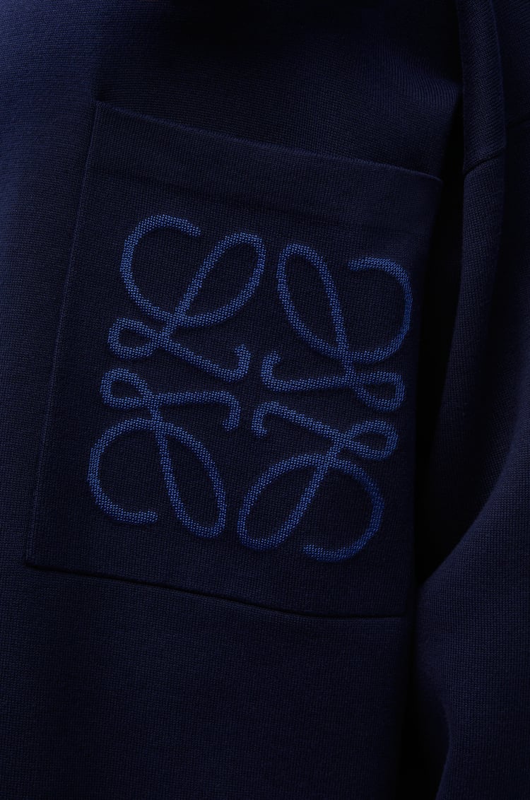 LOEWE 棉质 Anagram 口袋毛衣 海军蓝
