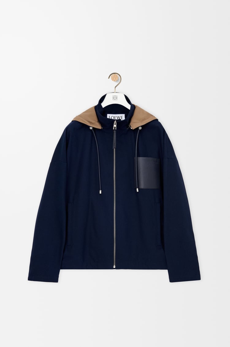 LOEWE Hooded jacket in cotton Navy/Beige