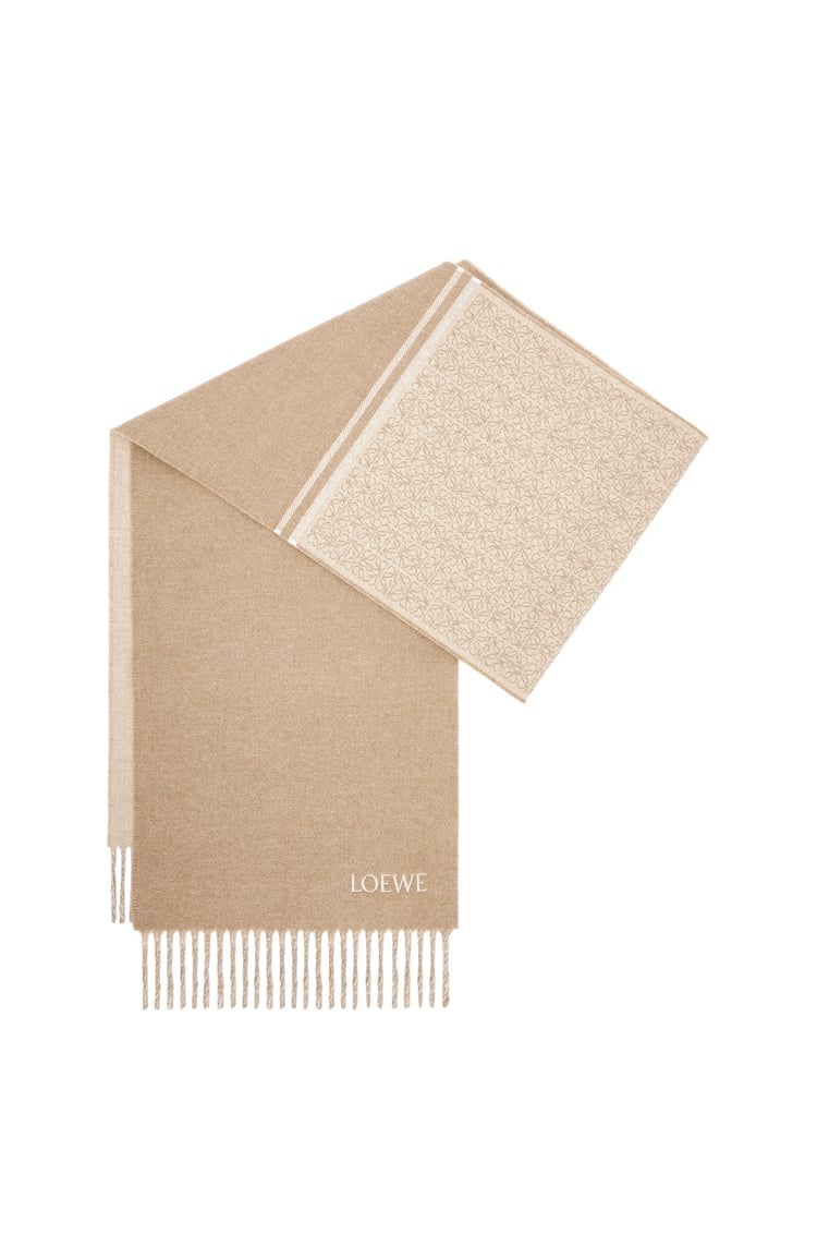 LOEWE Scarf in wool and cashmere Camel/White