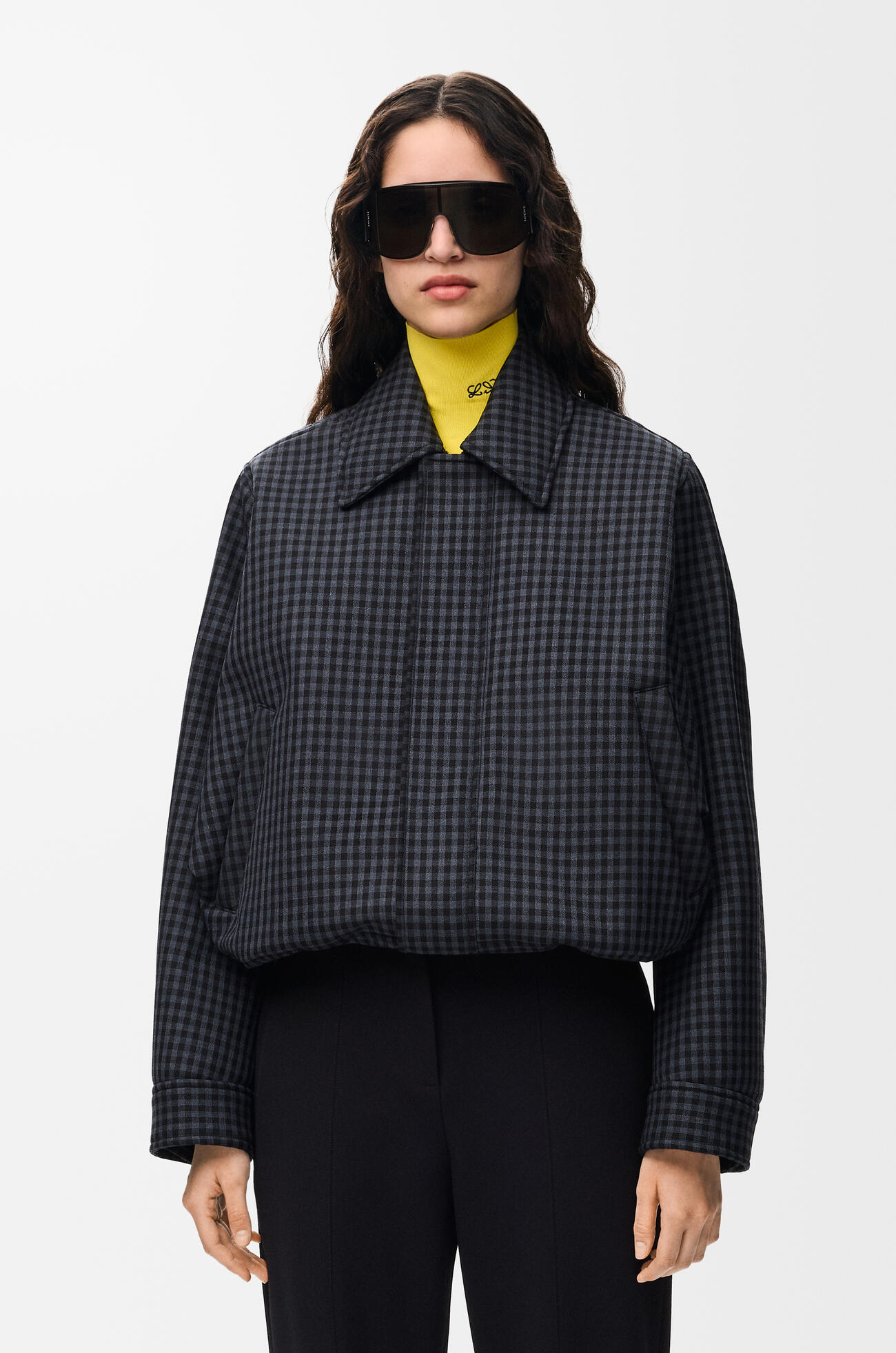 LOEWE Chaqueta con cordón de ajuste en lana Azul/Negro