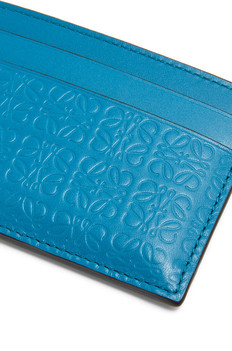 LOEWE Repeat plain cardholder in embossed silk calfskin Lagoon Blue