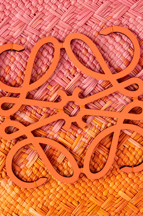 LOEWE 伊拉卡棕榈纤维和牛皮革 Anagram Basket 手袋 Pink/Orange plp_rd