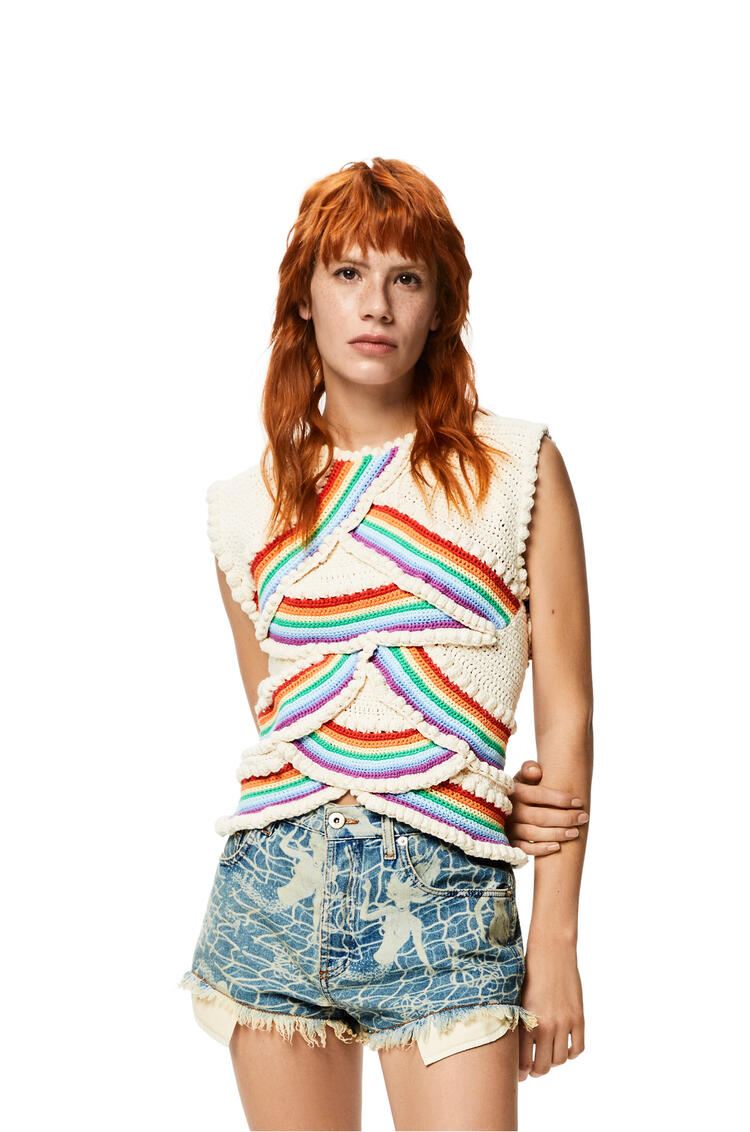 LOEWE Crochet top in cotton White/Multicolor pdp_rd