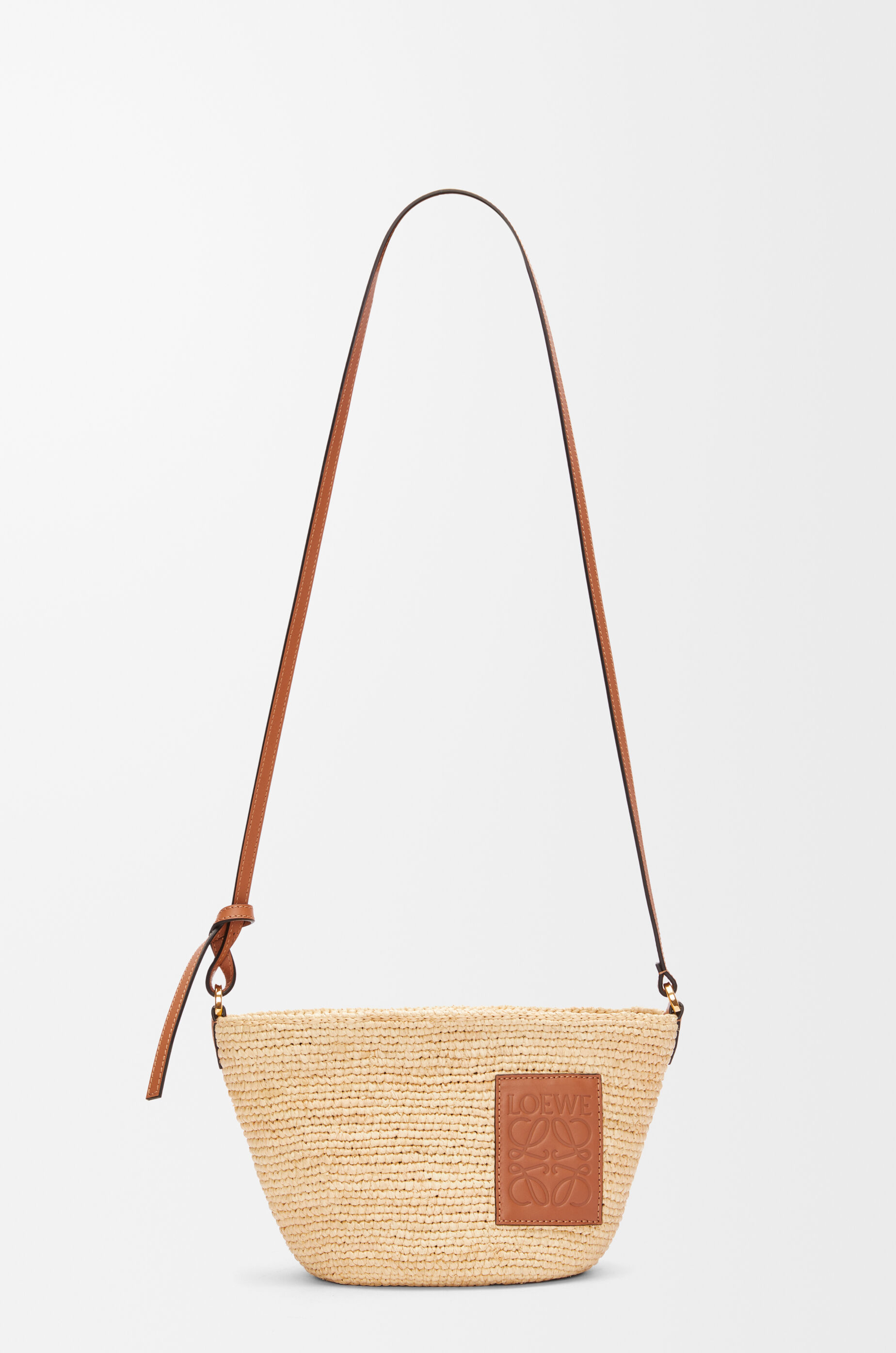 スリット ポシェットバッグ（ラフィア&カーフ） ナチュラル/タン - LOEWE 