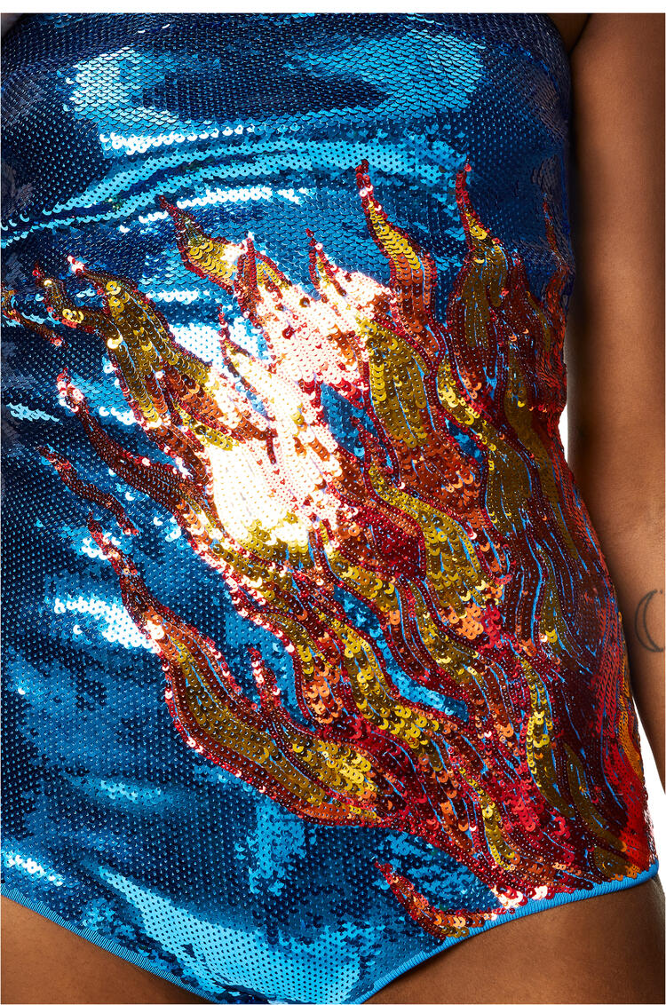 LOEWE Intarsia sequin bodysuit in viscose Electric Blue