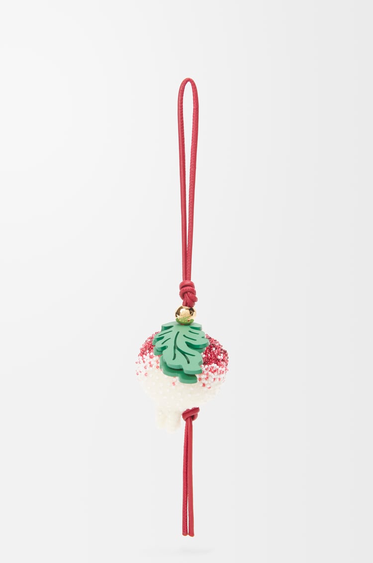 LOEWE Charm Radish en fieltro con cuentas Carmesí/Blanco Suave