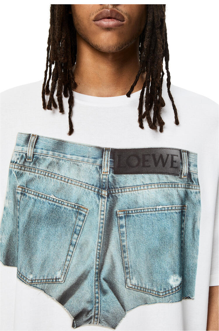 LOEWE Denim shorts print T-shirt in cotton White