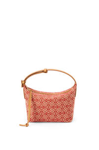LOEWE Small Cubi bag in Anagram jacquard and calfskin Red/Warm Desert