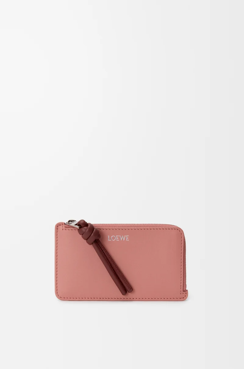 LOEWE Knot coin cardholder in shiny nappa calfskin Blush/Mahogany