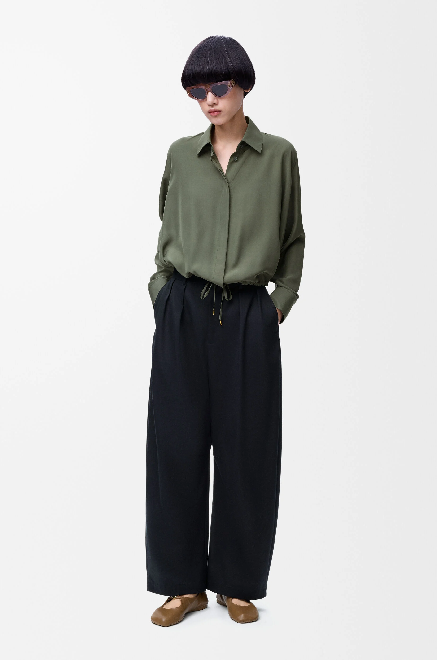 Balloon shirt in silk